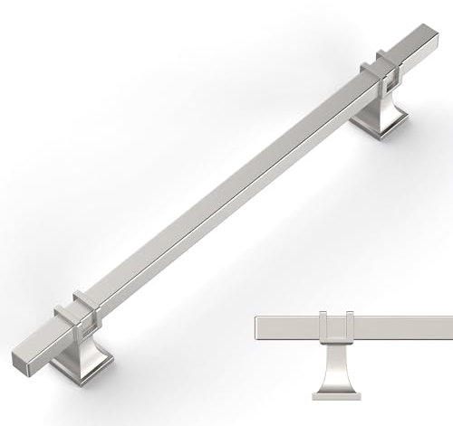 Amerdeco 10 Stück Möbelgriffe Gebürsteter Nickel – 192mm Lochabstand, Schrankgriffe, Küchengriffe, Schubladengriffe für Küchenschränke & Kleiderschränke UK0003
