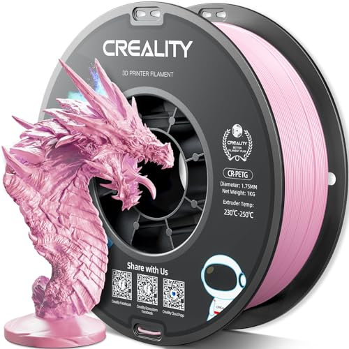 Creality PETG Filament 1.75mm, Hohe Präzision, Starke Zähigkeit, Geruchlos, Besserer Fluss, 1kg 3D Drucker Filament, 1.75mm Maßgenauigkeit +/- 0.03mm, PETG Rosa