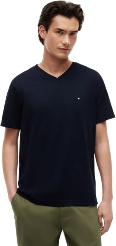 Tommy Hilfiger Herren T-Shirt Kurzarm Essential Tee mit V-Ausschnitt