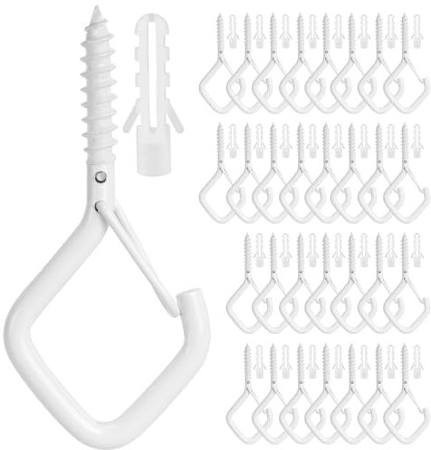 Haken Zum Schrauben,30PCS Weiß Schraubhaken,Deckenhaken,Wandhaken Zum Schrauben,Hakenschrauben,Haken Decke,Schraubhaken Weiß,Deckenhaken Weiß,Schraubhaken Mit Dübel,Dübel Set Mit Schrauben,Haken