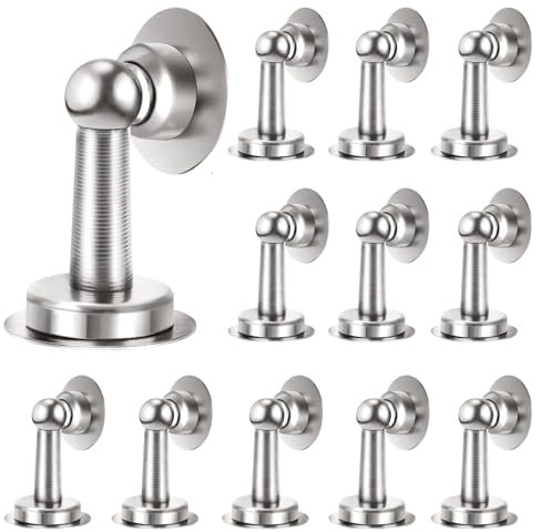 Shackcom Door Stopper 12 Pack, Magnetic Door Stop Stainless Steel, with Double-Sided Adhesive Tape for Wall and Floor Mounting Hold Your Door Open