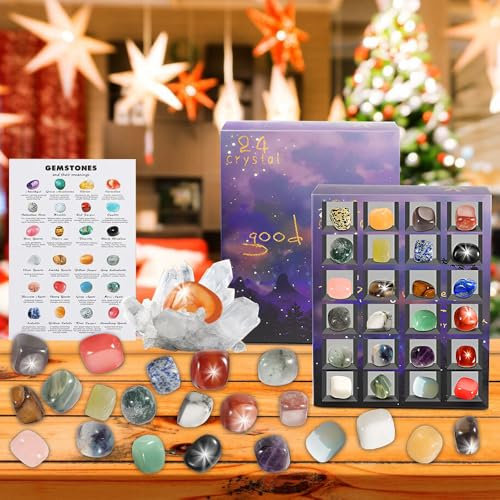 Lotvic Edelstein Adventskalender, Weihnachts Countdown Kalender, Adventskalender Kinder, Schmuck Adventskalender, Weihnacht Geschenk, Weihnacht Geschenke für Jungen, Mädchen, Geologie Enthusiasten