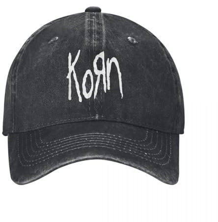 QIYAEUA Korns Logo Buchstabe Amerikanische Baseballmützen Vintage Distressed Denim Gewaschene Musik Band Y2k Sun Cap Männer Frauen Verstellbarer Hut