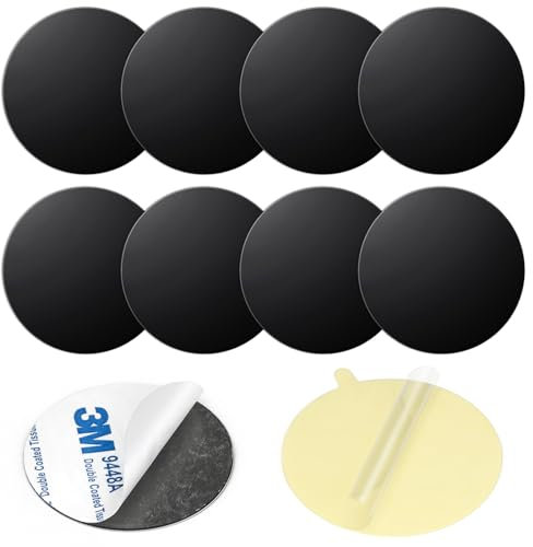 Wukong 8 Stück Metallplatte Metallplättchen 40mm Selbstklebend Schwarz, für Kfz Magnete Handyhalterung, Handy Metall Platte Selbstklebende Set Kompatibel mit Magnete Handy Halterung für Zubehör Handy