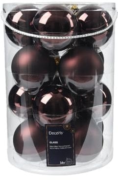 Kaemingk Weihnachtskugeln Glas 8cm 16 Stück - matt & glänzend - Große Christbaumkugeln Weihnachtsbaumkugeln für Weihnachten - Christbaumschmuck & Weihnachtsbaumschmuck - Schwarze Trüffel