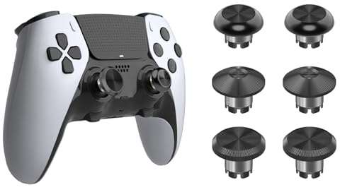CHARM FOCUS Thumbsticks in metallo per PS5 Edge Controller Stick Module | Kit di ricambio per levette analogiche per PS5 Dual Sense Edge Stick Module, Plug and Play, 6 joystick, nero