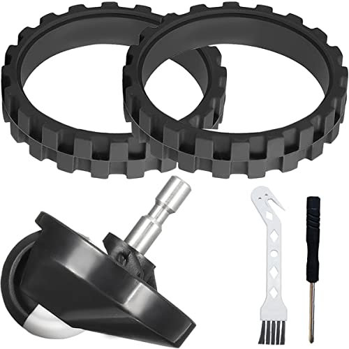EATBALE Pneus de remplacement pour IRobot Roomba 500, 600, 700, 800, 900 i7 i7+ Plus E5 E6 Series aspirateur, Accessoires 2 pneus Caoutchouc de + 1 roue pivotante avant antidérapante Grande adhérence