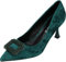 Palado Pumps Damen Tisha – Elegante Optik mit edlem Materialmix – Lederdecksohle Funkelnde Applikation – Perfekter Schuh für besondere Anlässe. Grün UK4,5 - EU37