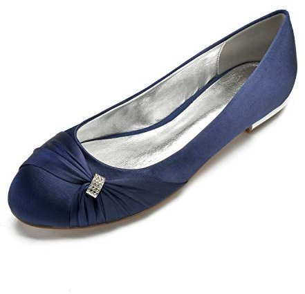 HCDZF Dark red,8.5 UK,Womens Bridesmaid Satin Bridal Ballet Flats Wedding Shoes