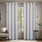 Deconovo Lot de 2 Rideaux Occultants Thermiques Isolants Anti-Froid à Œillets - Motif en Fil d'or 140×180CM, Rideaux Thermiques pour Chambre et Salon Blanc Gris