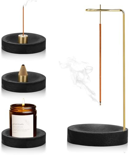 2-in-1 Räucherstäbchenhalter, Handgefertigte Holz Basis Räucherstäbchen, Räucherkegel Halter, Räuchergefäß, Handmade Wooden Base Incense Holder