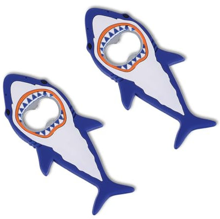 YUXIANLB 2Pcs Shark Bottle Opener, Magnetic Beer Bottle Opener for Refrigerator, Silicone Stainless Steel Beer Bottle Opener, Pop Can Soda Can Opener for Boyfriend Husband Father