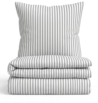 Traumhaft schlafen - Castell - Markenbettwäsche Jersey Bettwäsche 155x220 cm grau | 2-teilig mit Kissenbezug 80x80 cm | 100% Baumwolle | elastisch & weich | Reißverschluss | Streifen | Modell 0070731