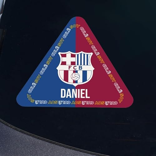 Wanapix | Adesivo Personalizzato per Auto e Moto | Adesivi Impermeabili in Vinile | Personalizzazione Calcio con Nome | Triangolo 15x13cm | Cuore Culé