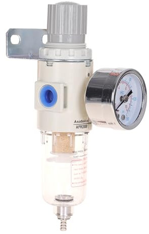 1/4NPT Air Filter Regulator Combo Piggyback, Water-Trap Air Tool Compressor Filter with Gauge AFR2000