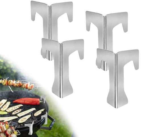 JNEYVIC 4 Stück Feuerplatte Abstandshalter Universal Grillplatte Feuertonne Abstandshalter Edelstahl Feuerschale Abstandshalter Feuerplatte Zubehör Set mit Kordelzugbeutel für Kugelgrill BBQ Discs
