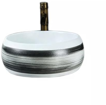 ADERFETBI Lavandino da bagno per interni, in ceramica, per esterni, da appoggio, lavabo da bagno (A)