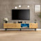 Jaxenor Meuble TV de 175 cm avec lumières LED variables, meuble TV avec compartiments de four, meuble TV avec 3 portes, meuble TV pour salon, meuble TV bas, chêne clair