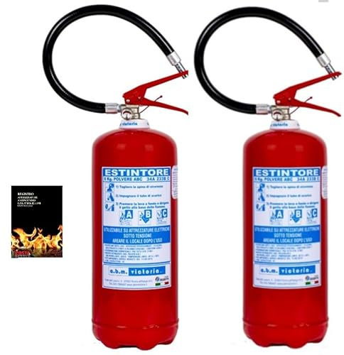 N. 2 Estintori a Polvere Kg 6 forniti di staffa + cartello + tagliando + registro antincendio (La Scadenza del Tagliando Non è la Scadenza dell’Estintore) – Estintore Pronto all’Uso TAG Nr E1061