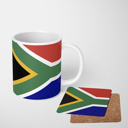 South Africa Flag Mug – South African National Flag Coffee Cup or Tea Cup – Patriotic Rugby & Football Fan Gift – Kitchen & Home Decor