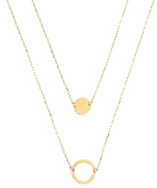 MILOR - Collana Donna Doppia Oro; Collana Donna con Ciondoli a Bottone; Collana Oro Graduata; Idea Regalo Compleanni, Anniversari, Festa Mamma