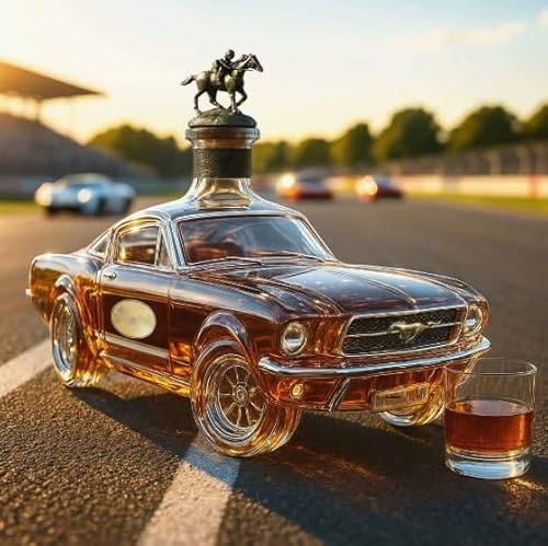 Car Shaped Whisky Bottle- 300ML Whiskey Glass Decanter, Statues for Creative Home Bar Decor Yellow Crown