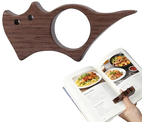 ZenithQuest Wood Thumb Book Page Holder, 7.5cm Smooth Brown Wooden Book Clip, Hands-Free Reading Accessory for Book Lovers, Ideal Literary Gift for Readers Teachers & Librarians
