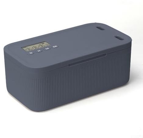 Honseadek Zeitgesteuerte Box für Handys und Snacks mit digitalem Countdown-Timer, 2,8 l ABS-Aufbewahrungsbehälter mit Zahlenschloss für Zuhause oder Reisen (graues und blaues Timing)