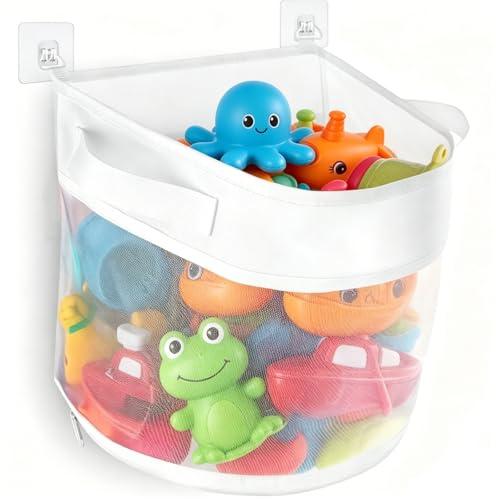 HX-pyahgtv Badewannenspielzeug Aufbewahrung Netztasche, Schnelltrocknender Bad Organizer für Baby Spielzeug, Hängetasche mit Großer Kapazität für Badewanne und Badezimmer