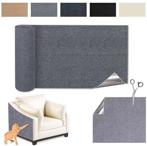 Kratzmatte Katze Selbstklebend - Kratzschutz Sofa Anti Kratz Folie Kratzwand für Katzen Frei DIY Geschnitten 30x100CM Grau