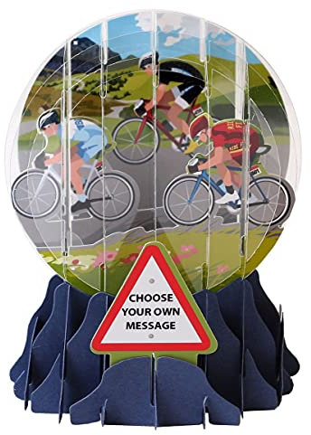 Schneekugel Karte Geburtstag Grußkarte PopShot Fahrrad Rennen 9x13cm