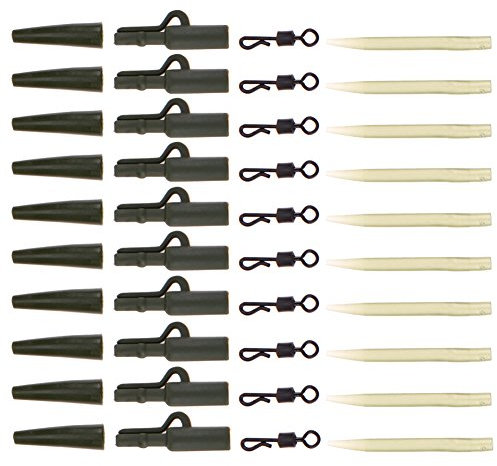 Kit de 40 pièces de matériel de pêche à la carpe avec manchons anti-enchevêtrement et émerillons à changement rapide pour pêcheurs