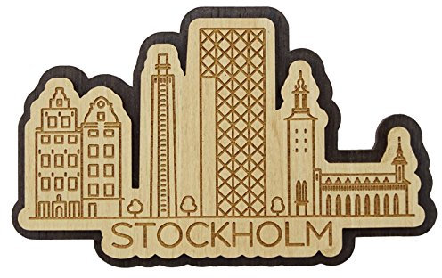 Printtoo Andenken-hoelzerne gravierte dekorative Stockholm-Stadt von Schweden-Kuehlschrank-Magnet