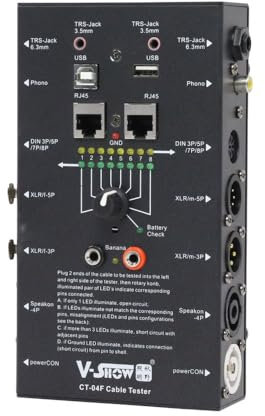 V-Show Cable Tester - Line Finder Cables Checker 8-Way Switch Wire Tracker -Support Cables, USB, RJ45, XLR,
