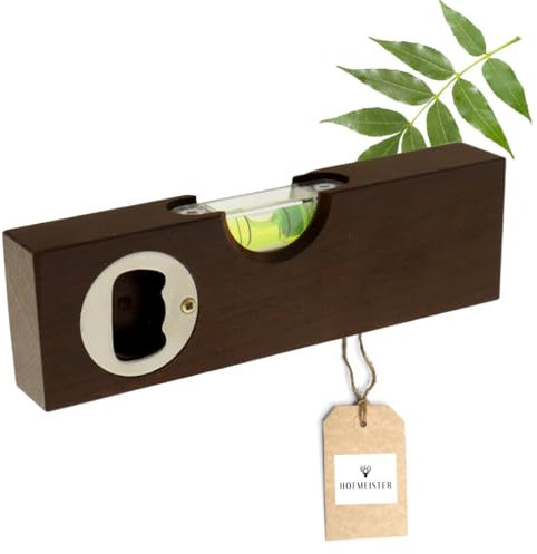HOFMEISTER® Mini-Wasserwaage aus Holz, für Bilder, Möbel & Fußböden, Richtwaage mit Libelle, kleine Maurerwaage, 100% Made in Germany (1, Mini-wasserwaage mit Öffner | 15 Cm)