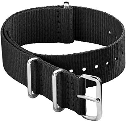 Archer Watch Straps - Klassische NATO Nylon Uhrenarmbänder (Schwarz, 22mm)