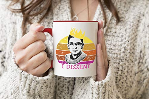 Ruth Bader Ginsburg RBG Fight for Womens Right Roter Griff-Becher Kaffee-Tee-Becher 330 ml Mug Cup Tasse