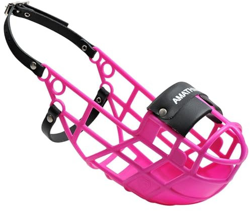 AMATHINGS Maulkorb Model Super Kennel Soft mit wattiertem Nasenstück Trinken Immer Möglich Ideal Für Freilauf, Hundewiese, Kennel, Zwinger, Rennen (Pink)