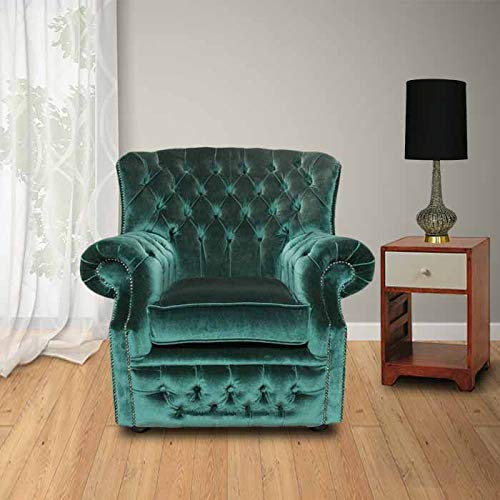 jvmoebel Chesterfield Samt Grün Ohrensessel 1 Sitzer Sessel Couch Sofa Fernsehsessel Neu