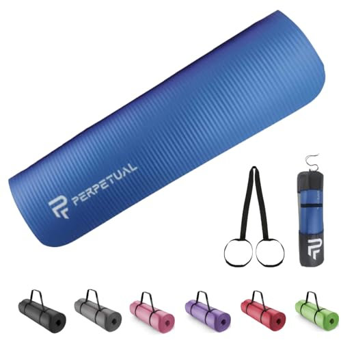 PERPETUAL Esterilla de Yoga y Pilates 10/15mm - Mat Antideslizante - Con Correa y Bolsa de Transporte - Colchoneta Gruesa y Plegable - Hombre/Mujer - Gimnasia, Fitness y Ejercicios - Gimnasio en Casa