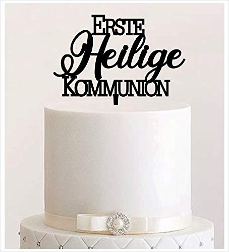 Manschin-Laserdesign Cake Topper Erste Heilige Kommunion,Tortenstecker, Tortenfigur Acryl, Hochzeit Wedding Hochzeitstorte (Schwarz) Art.Nr. 5148