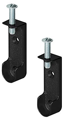 Gedotec Decken-Schrankrohrlager OVAL Kleiderstangen-Halterung Metall | Aufhängung für Schrankstangen & Garderobenstangen schwarz | MADE IN GERMANY | 2 Stück Schrankrohr-Halter mit Schraube M6 x 28 mm