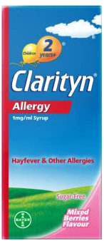 Clarityn Allergy 1mg/ml Syrup, Loratadine, 24 Hour Allergy Relief, Sugar Free, Lactose Free Mixed Berries Flavour, 60ml