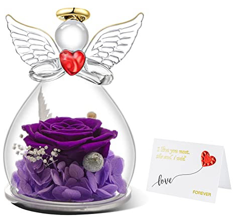 Ewige Rose Engel Geschenke für Mama, Infinity Rose im Glas Engel Figur Blume Geschenke für Frauen, Geburtstagsgeschenk für Frauen Oma Geschenk Freundin Geschenke zum Geburtstag Weihnachten Muttertag