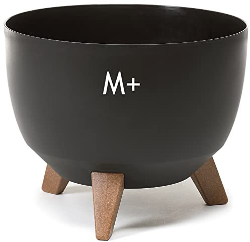MELTOM Blumentopf mit Füßen aus Kunststoff Schale Rund mit Einsatz Kräutertopf (Schwarz, M+ 33 cm)