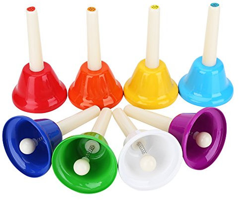 8 Ton Metallglocken Set Diatonische Handglocken für Hochzeitsdekoration Kinderorchester Musikpädagogik Festtagsmusik Glockenspiel Kit