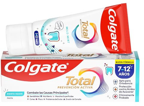 Colgate Total Niños, Pasta de Dientes Infantil, 12h de Protección Completa para Niños 7-12 Años, 50ml