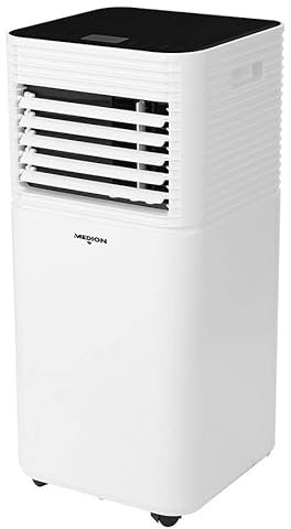 MEDION smarte mobile Klimaanlage mit Abluftschlauch (leise, 3in1, Klimagerät, App und Sprach- Steuerung, Kühlen Entfeuchten Ventilieren, Staubfilter, geeignet für bis zu 32qm, 9000BTU, MD37216)