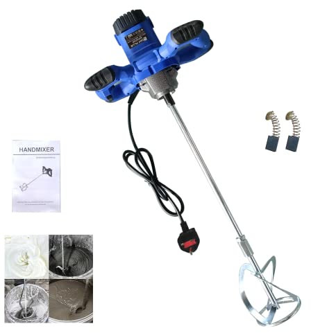 550W Electric Plaster Paddle Mixer Drill Mortar Cement Paint Stirrer Whisk 240V,Used for Mixing Cement and Paint, 6 Speed Adjustment