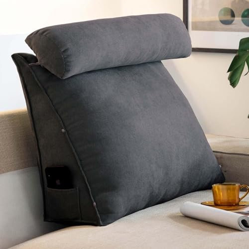 OBTUSS Keilkissen Dreieckiges Lesekissen Kissen mit Verstellbarer Nacken, Rückenstütze Rückenlehnenkissen für Sofa Bett, Kopfteil Lendenwirbelstütze Kissen